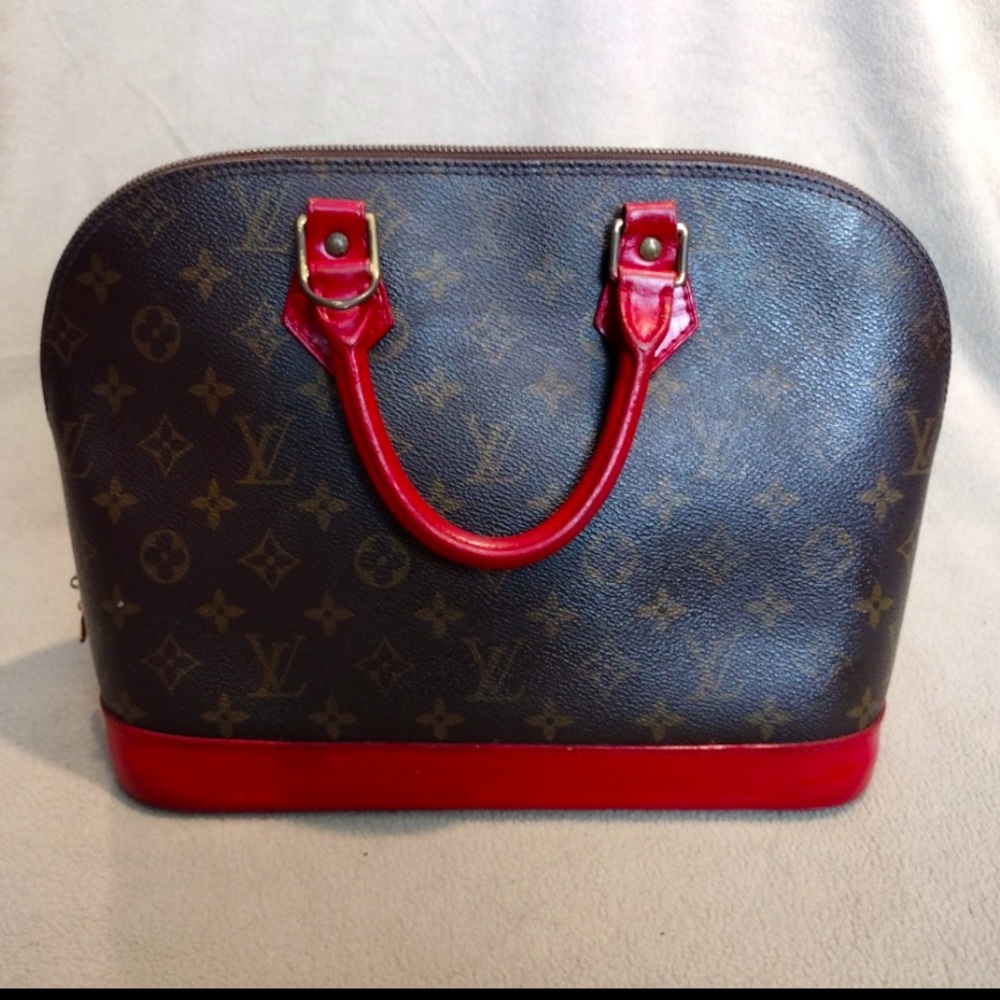 Preloved Authentic Louis Vuitton Alma Bag red trim & surprise interior design - Picture 2 of 11